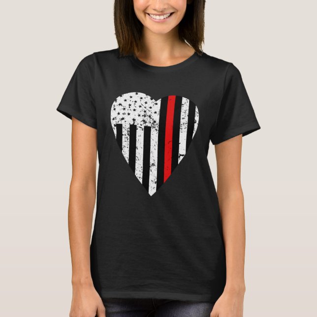 Women s Firefighter Wife Thin Red Line Hear T-Shirt (Front)