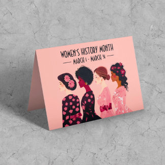 Women’s History Month Global Women Pink Floral Holiday Card