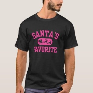 Women s Hot Pink Santa s Favorite Merry Christmas  T-Shirt