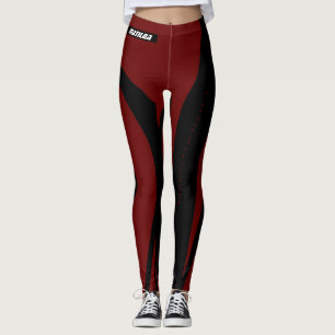 Women’s Leggings Black Maroon Red