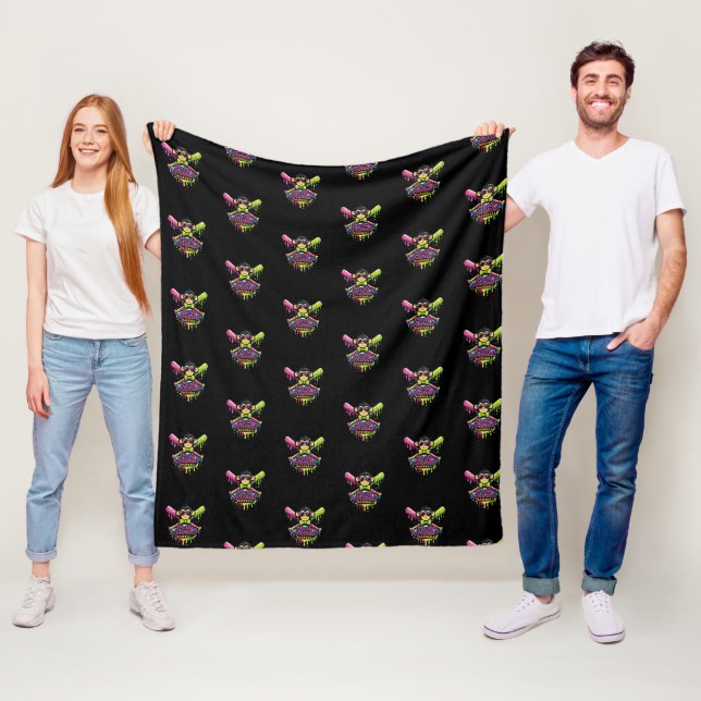 Women’s Party Animals Baseball Funny Monkey  Fleece Blanket (In Situ)