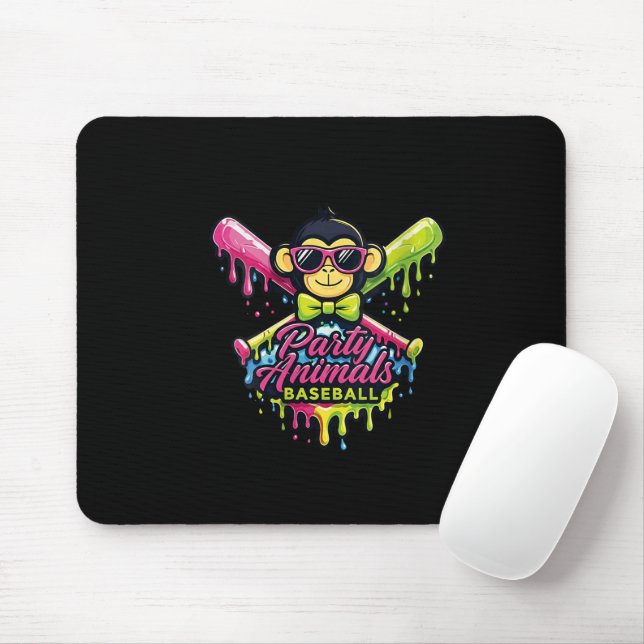 Women’s Party Animals Baseball Funny Monkey  Mouse Pad (With Mouse)