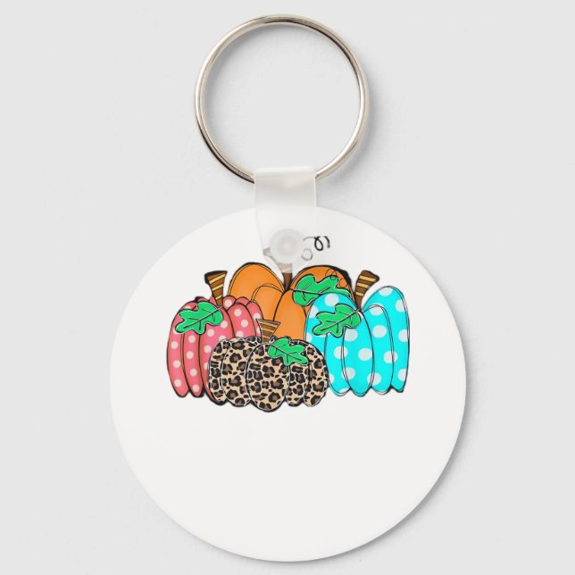 Women’s Pumpkin Leopard Print Graphic It’s Fall Y’ Key Ring (Front)