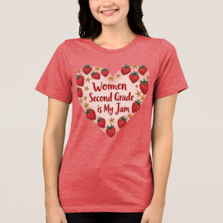 Women’s Second Grade Teacher T-Shirt Strawberry Tri-Blend Shirt
