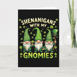Women’s St Patrick’s Day Lucky Shamrock Gnome Iris Card