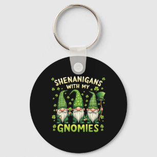 Women’s St Patrick’s Day Lucky Shamrock Gnome Iris Key Ring