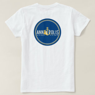Women’s White T-Shirt Anchored in Annapolis Dogs