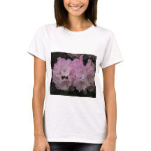 Women"s White T-Shirt with Elegant Pink Blossoms