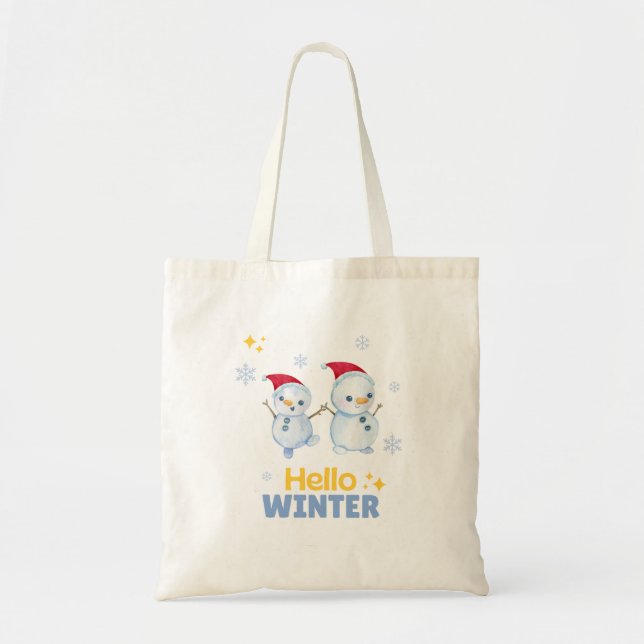 Women’s Winter – Cute Hello Winter Bears Tote Bag (Front)