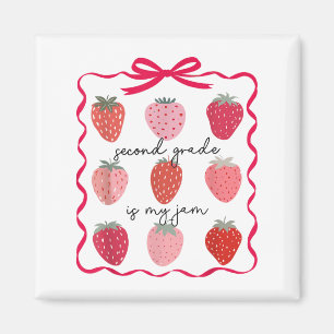 Women Second Grade Is My Jam Strawberry First Kids Magnet