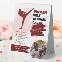 Women Self Defence Classes Table Tent Sign