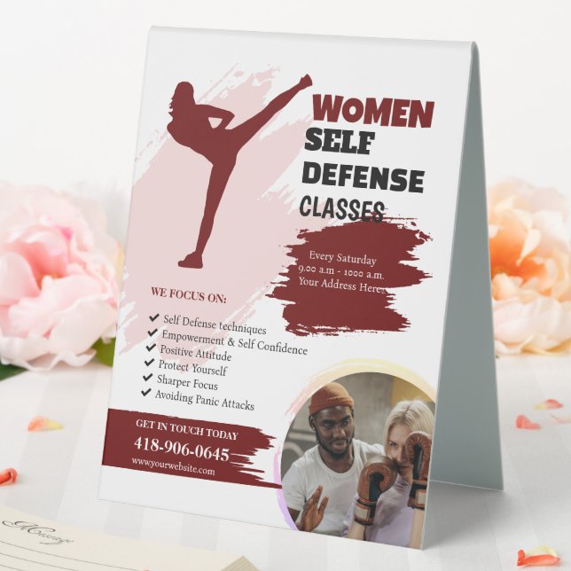 Women Self Defence Classes Table Tent Sign (In SItu (Wedding))
