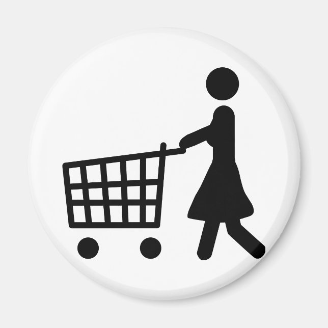 women shopping black trolly magnet (Front)