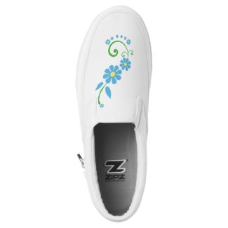 women shose with blue flower printed shoes