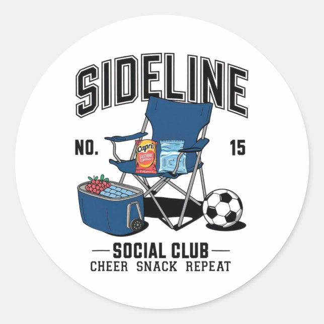 Women Sideline Social Club Soccer Mom Game Day _6  Classic Round Sticker (Front)