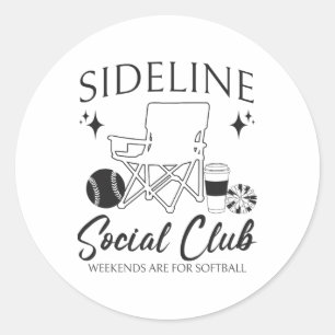 Women Sideline Social Club Softll Mum Game Day Mot Classic Round Sticker