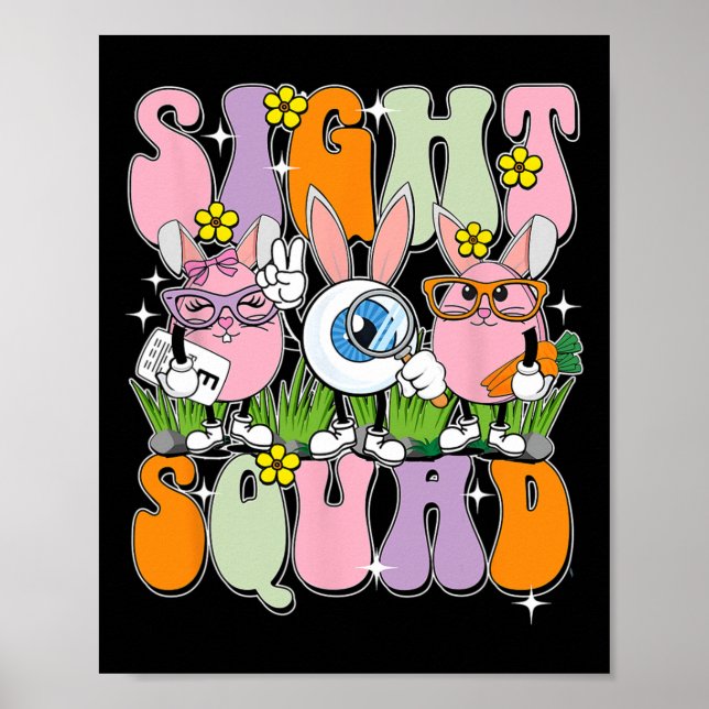 Women Sight Squad Happy Easter Bunny Optometry Eye Poster (Front)
