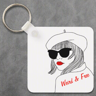 Women Silhouette Red & White Feminist Quote Key Ring