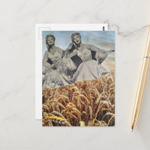 Women Singing in a Wheat Field Collage Postcard