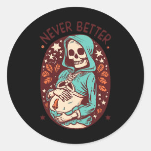 Women Skeleton By Scary Skeleton Halloween Classic Round Sticker