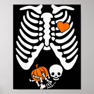 Women Skeleton Pregnancy Announcement Mom Hallowee Poster