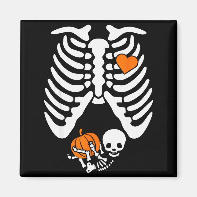 Women Skeleton Pregnancy Announcement Mum Hallowee Magnet (Front)