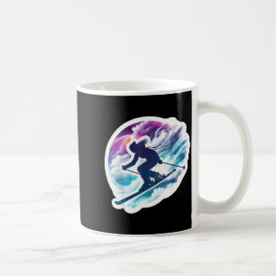 Women skier watercolor art girl skiing lover ski coffee mug