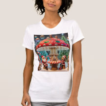 Women Slim Fit T-Shirt: Christmas Mushroom Design