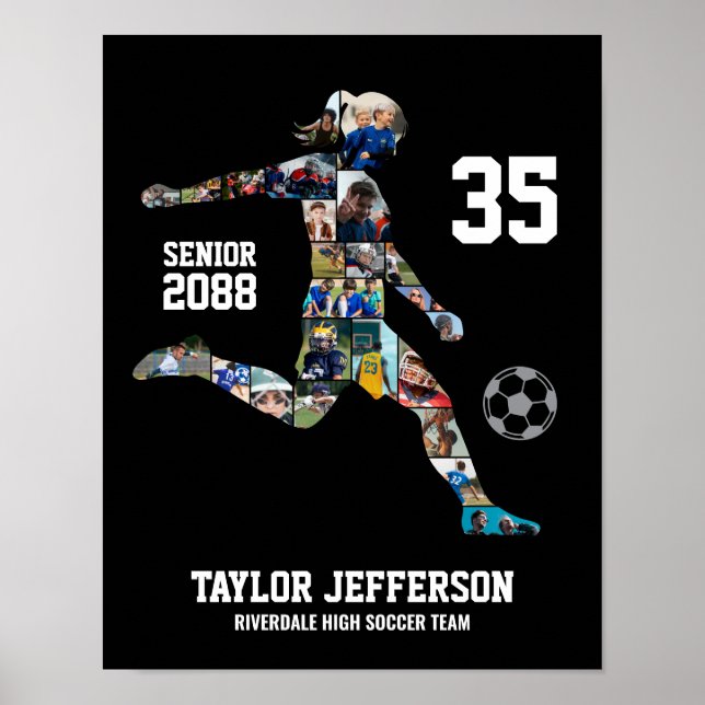 Women Soccer Team Sports Custom Photo Collage Poster (Front)