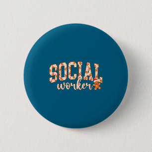 Women social worker gingerbread man school 6 cm round badge