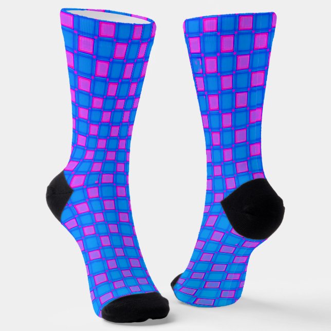 Women socks, Light Blue Purple classic design Socks (Angled)