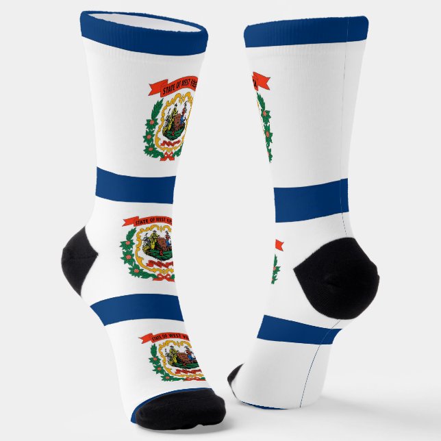 Women socks with flag of West Virginia, U.S.A. (Angled)
