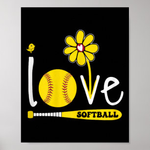 Women Softll-shirt Girls I Love Softll Teen Girl Poster