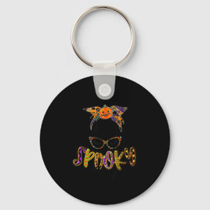 Women Spooky Mama Pumpkin Patch Halloween Key Ring