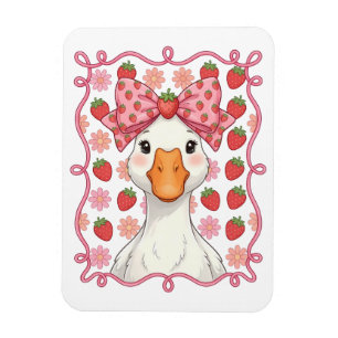 Women Strawberry Goose Summer Bow Magnet
