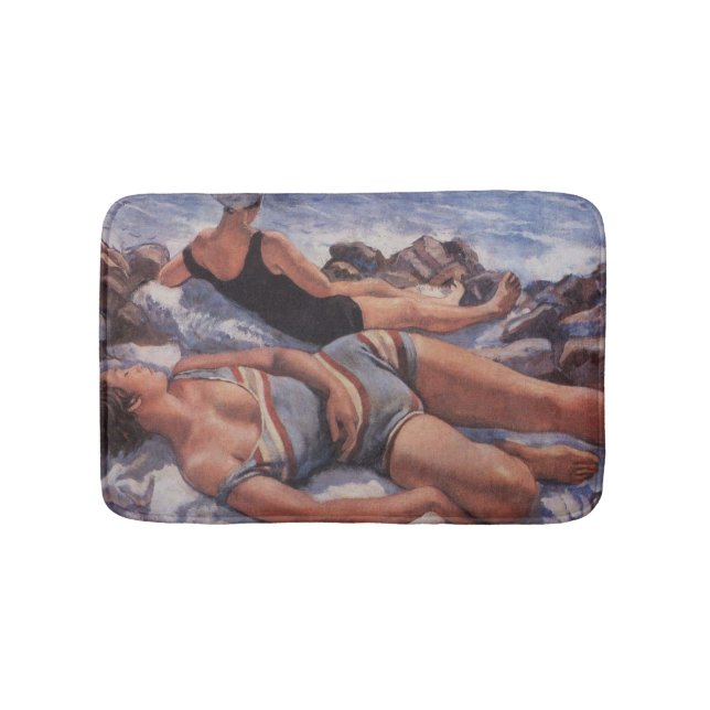 Women Sunbathing on the Beach (by Serebriakova) Bath Mat (Front)