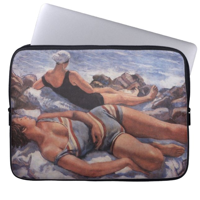 Women Sunbathing on the Beach (by Serebriakova) Laptop Sleeve (Front)