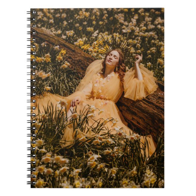 women surrounded by flowers spiral note book (Front)