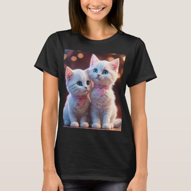 Women T-Shirt black kitten  (Front)