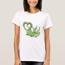 Women T-shirt dragons couple tail of Heart