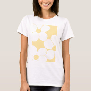 Women T-shirt with a butter yellow floral print