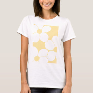 Women T-shirt with a butter yellow floral print