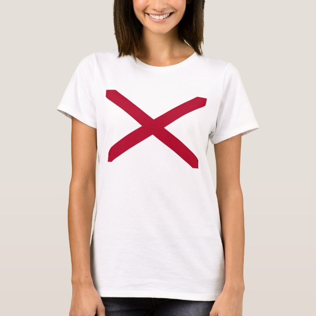 Women T Shirt with Flag of Alabama State (Front)