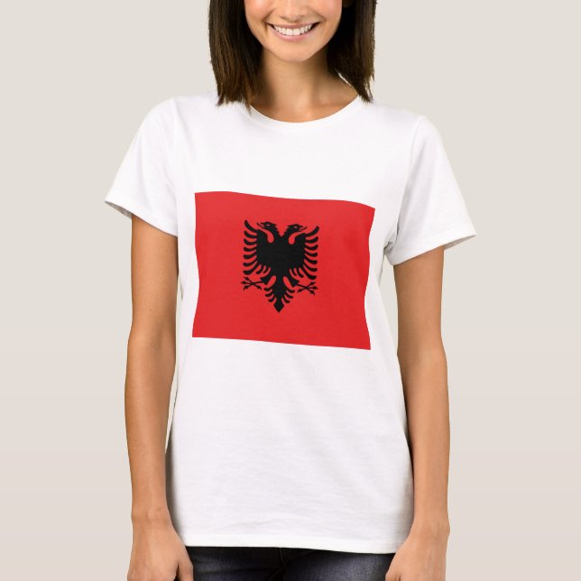 Women T Shirt with Flag of Albania (Front)