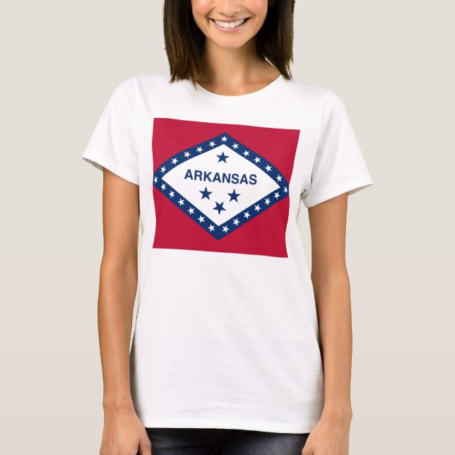 Women T Shirt with Flag of Arkansas State (Front)