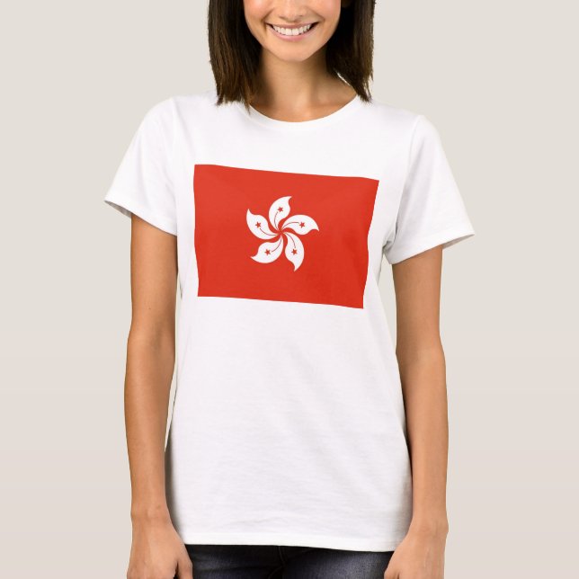 Women T Shirt with Flag of Hong Kong, China (Front)