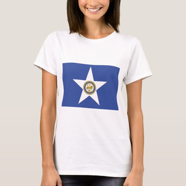 Women T Shirt with Flag of Houston, USA (Front)