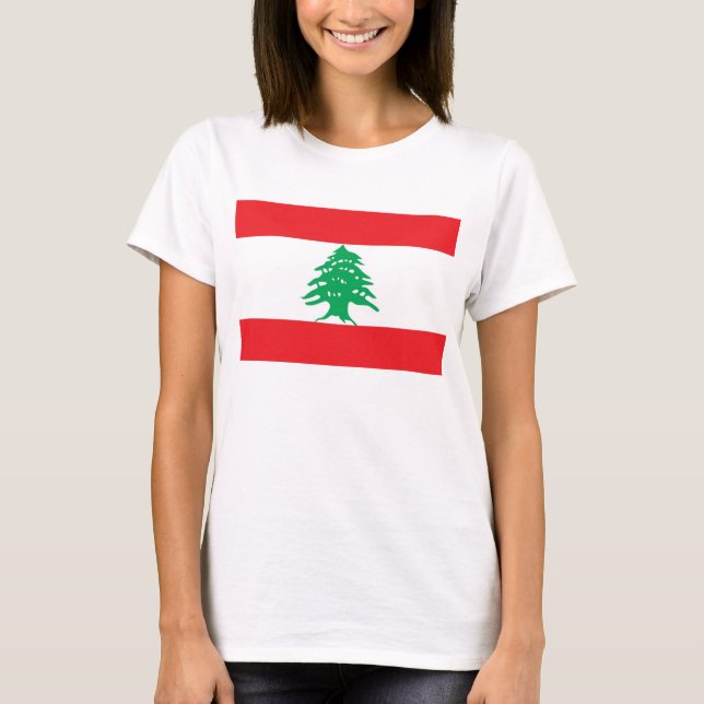 Women T Shirt with Flag of Lebanon (Front)