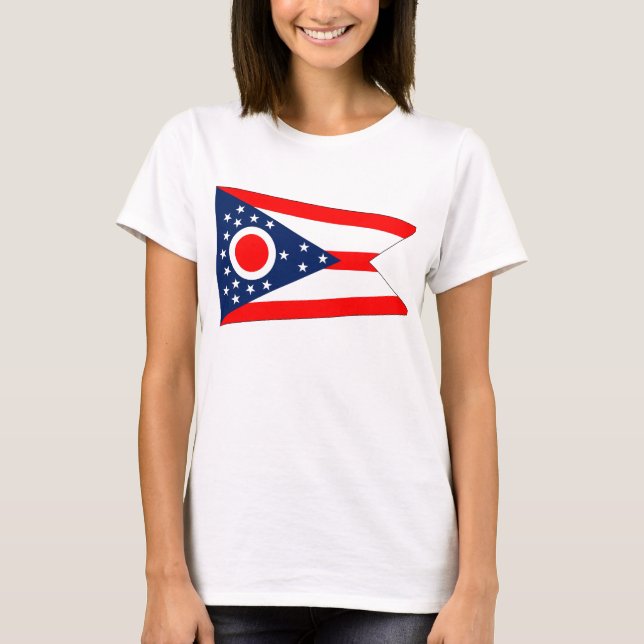 Women T Shirt with Flag of Ohio State (Front)