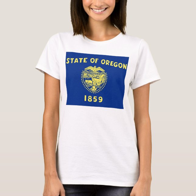 Women T Shirt with Flag of Oregon State (Front)